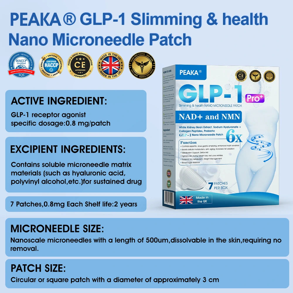 【Last Day Promotion 80% OFF🥇】PEAKA® GLP-1 & NAD+ Slimming & health NANO MICRONEEDLE PATCH🇬🇧(Zero Pain. 24/7 Release | Lose 20lbs FAST | 90% Sugar Drop | )👨‍⚕️